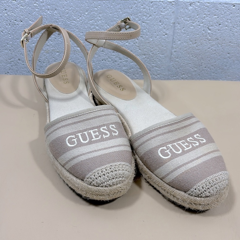 Guess tan and cream signature espadrilles sandals​​​​​​